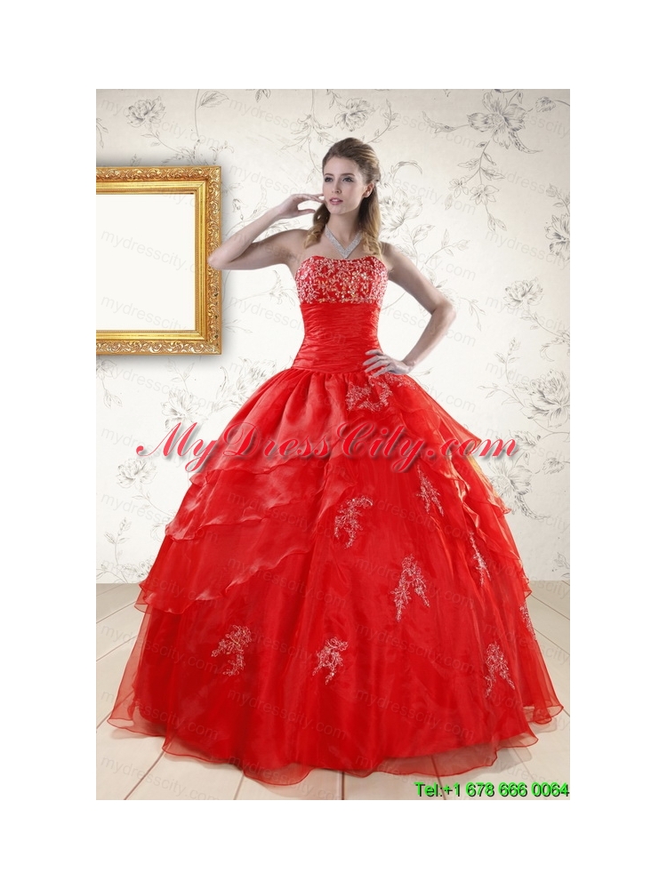 New Style Strapless Quinceanera Dresses with Appliques