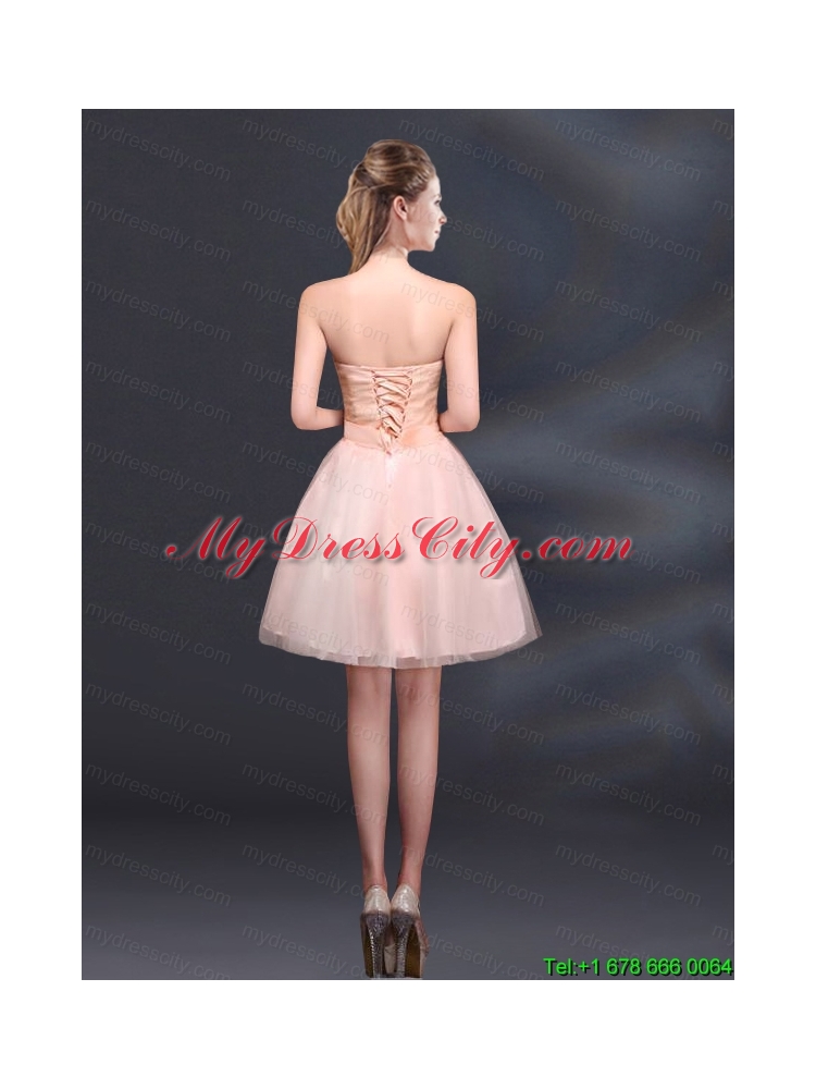 2015 Bowknot A Line Strapless Prom Dress with Lace Up