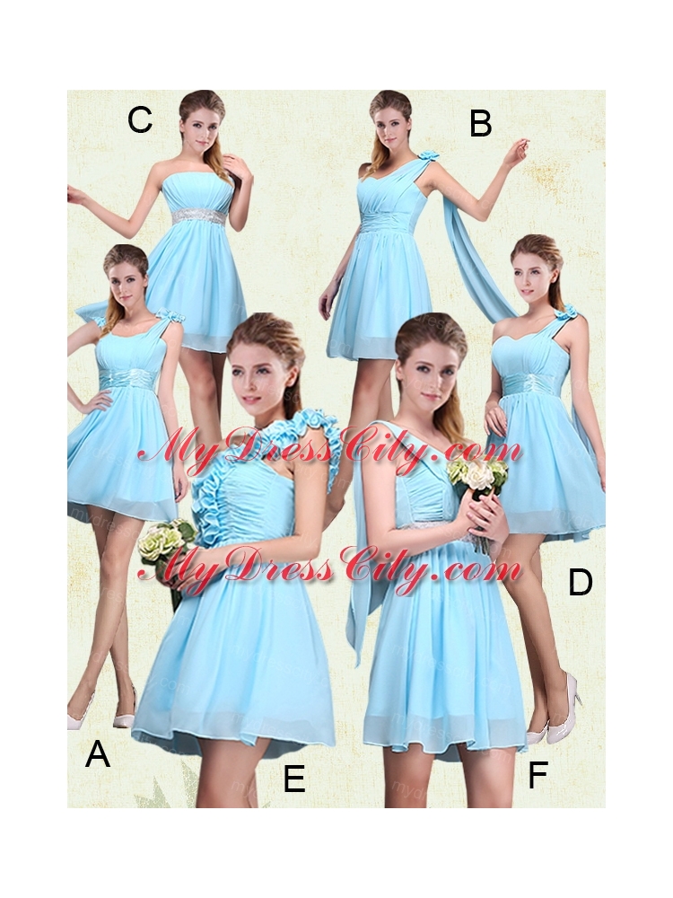 2015 Elegant Ruching One Shoulder Chiffon Bridesmaid Dresses