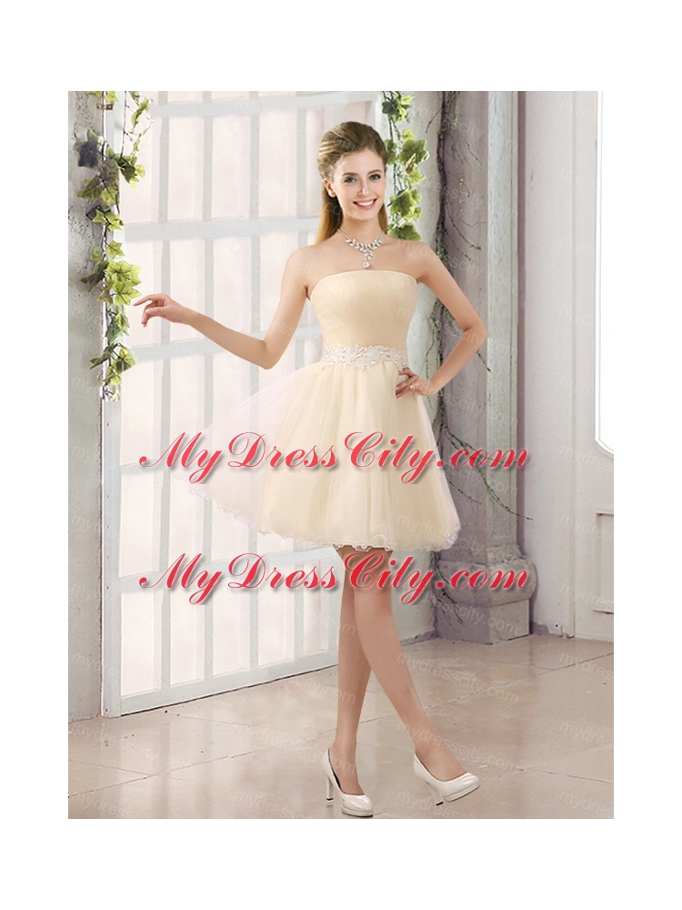 2015 Perfect A Line Organza Bridesmaid Dress with Mini Length