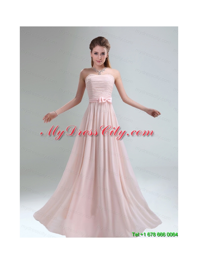 Most Beautiful Chiffon Light Pink Empire Prom Dress with Ruching