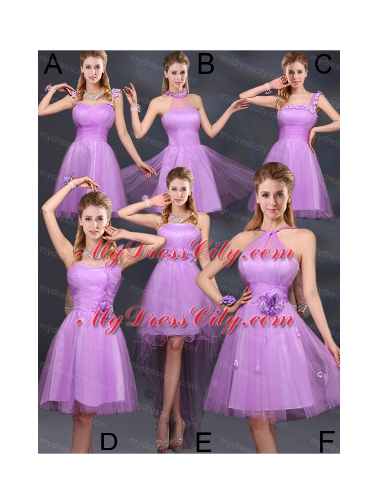 Pretty Halter A Line Bridesmaid Dresses with Hand Made Flowers