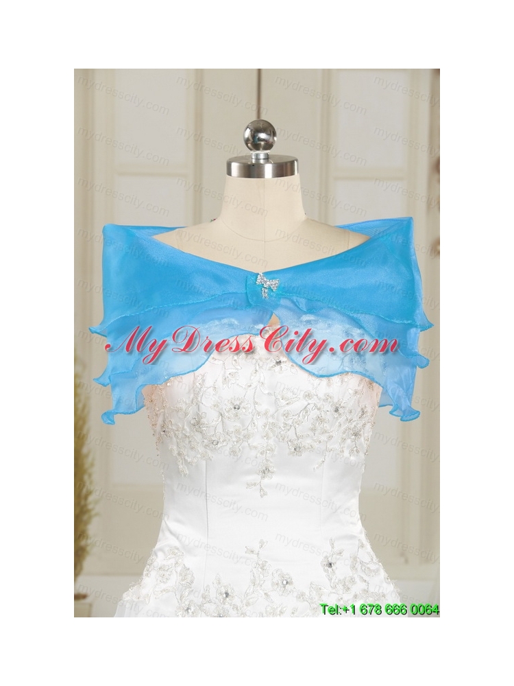 2015 Pretty Baby Blue Sweet 15 Dresses with Beading