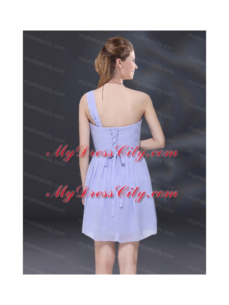 2015 Ruching and Belt Chiffon Bridesmaid Dress in Lavender
