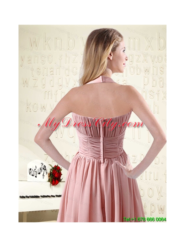 Halter Ruching and Handmade Flowers Empire Chiffon Discount Mother Dresses
