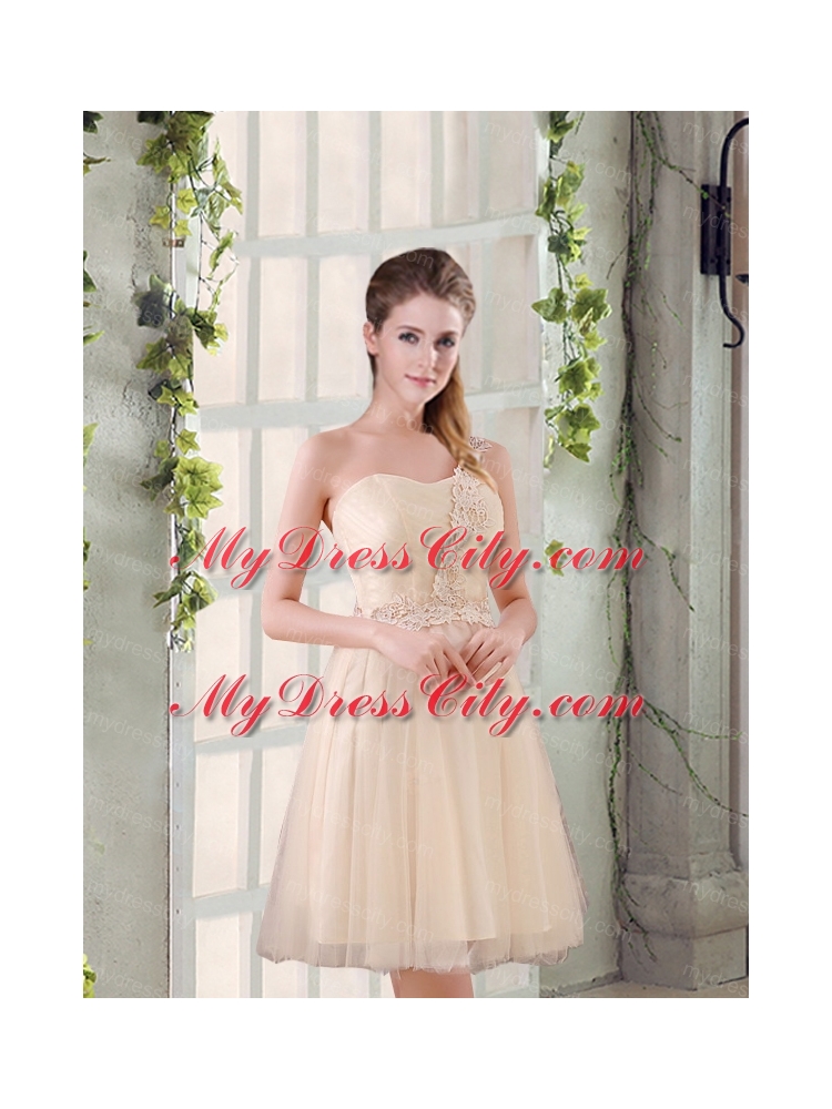 Popular A Line Appliques Bridesmaid Dress with One Shoulder