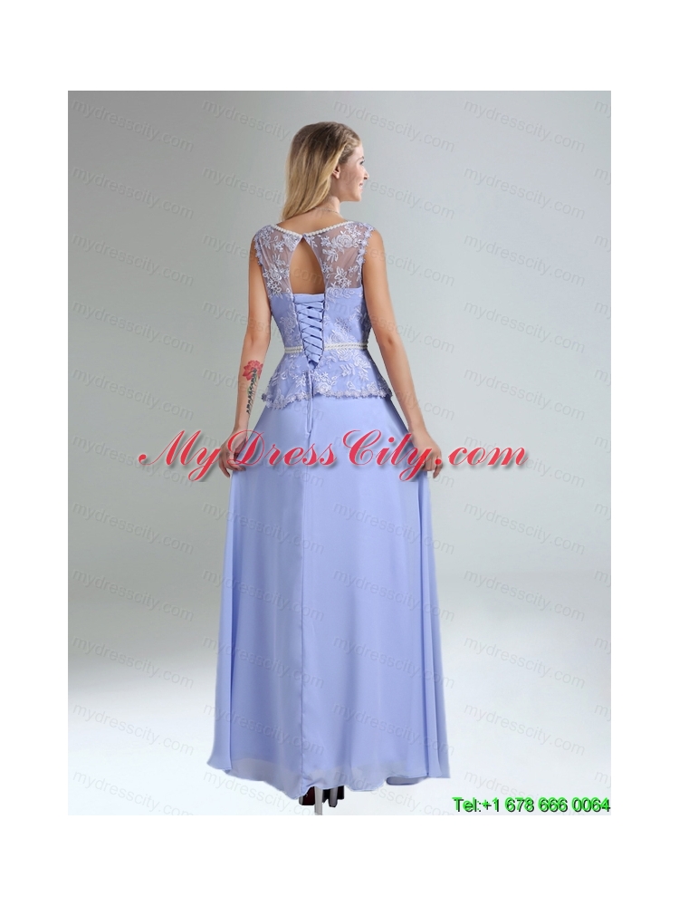 Lavender Belt and Lace Empire 2015 Mothr of The Bride Dress with   Bateau