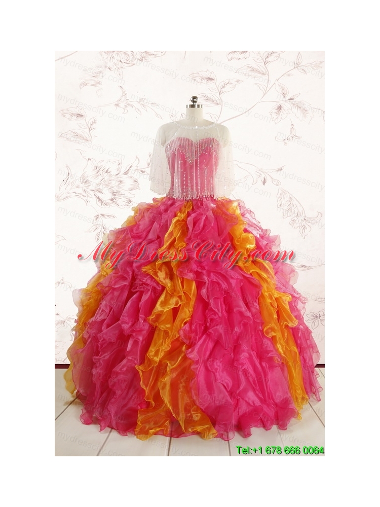 Luxurious Puffy Multi Color Quinceanera Dresses with Beading and Ruffles