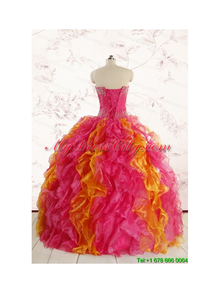 Luxurious Puffy Multi Color Quinceanera Dresses with Beading and Ruffles
