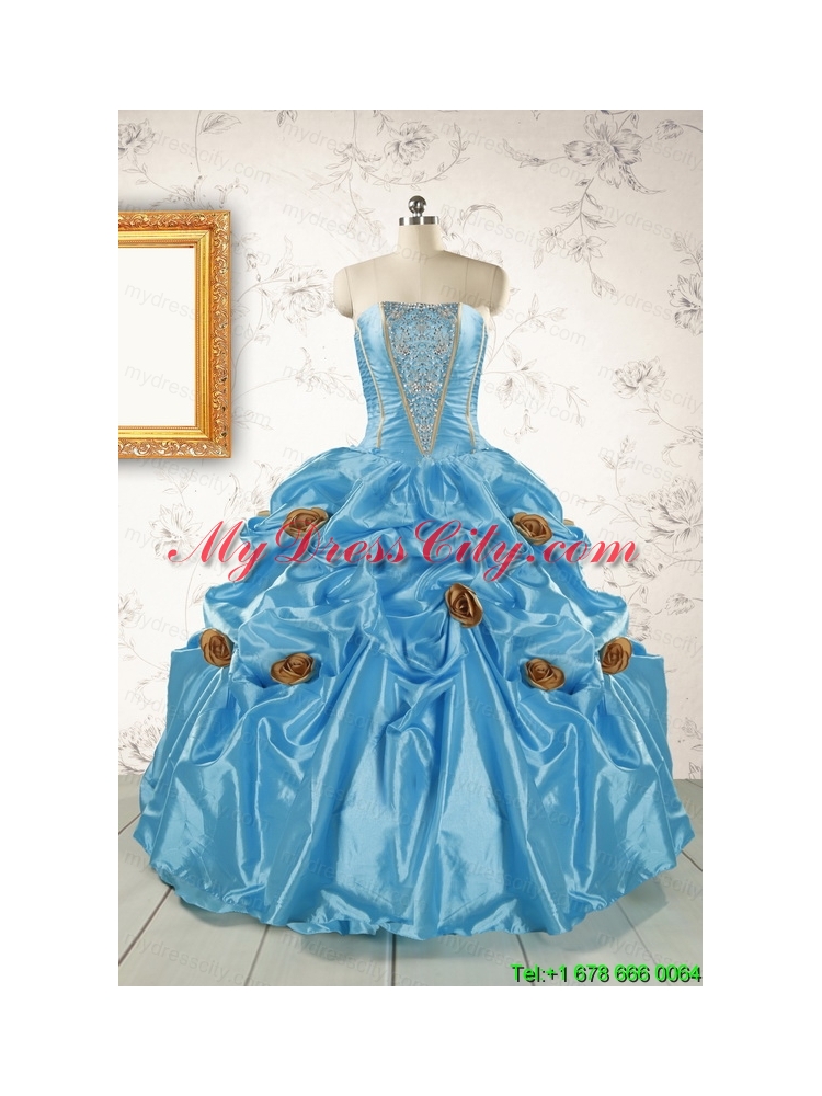 New Style Baby Blue Quinceanera Dresses with Beading for 2015