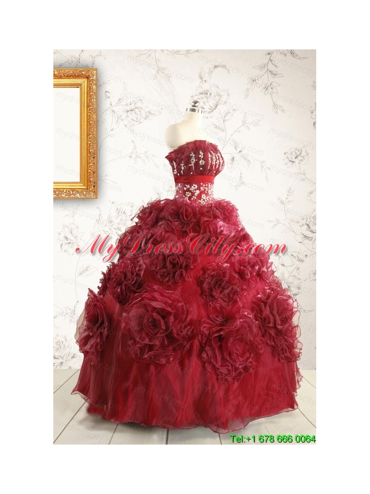 New Style Ball Gown Wine Red Quinceanera Dresses for 2015
