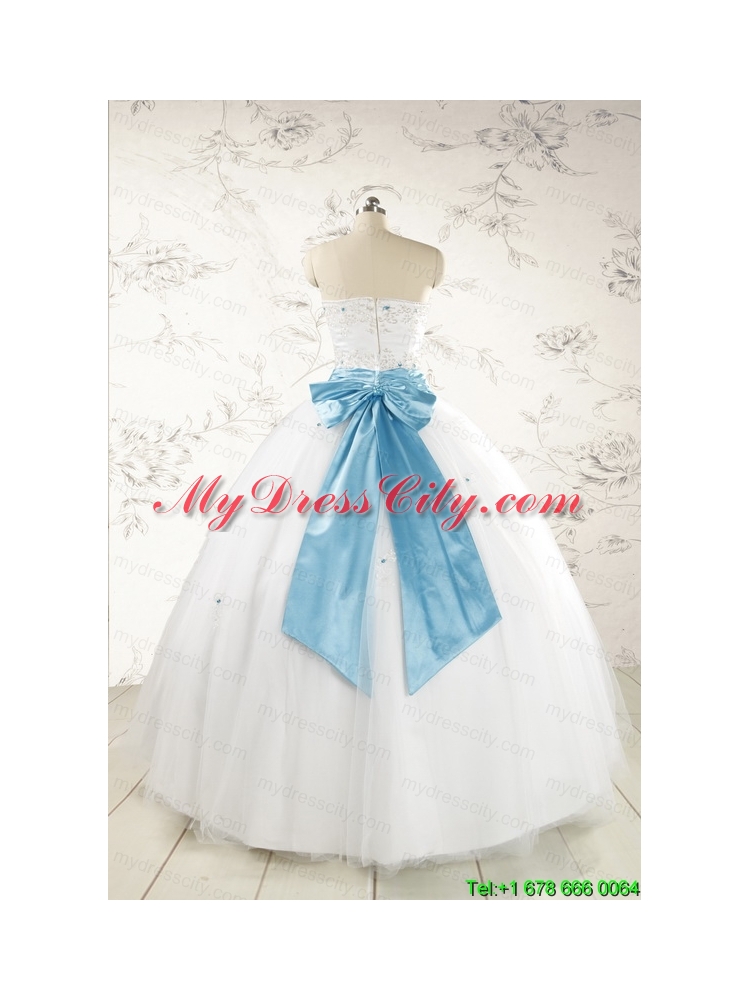 Appliques White Cheap Quinceanera Dresses with Wraps for 2015