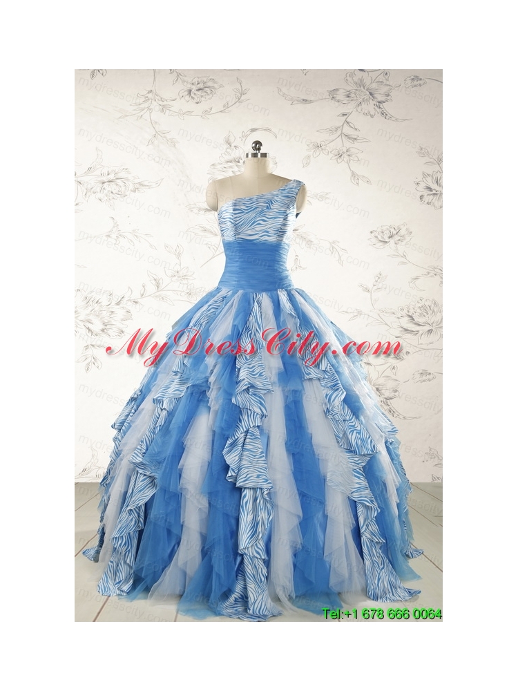 Discount One Shoulder Printed Quinceanera Dresses for 2015