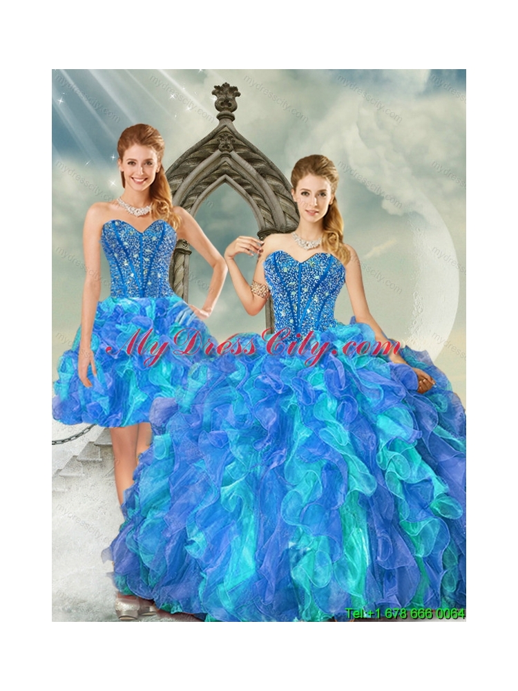 New Style and Detachable Beading and Ruffles Multi Color Quinceanera Dresses for 2015