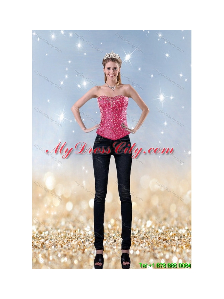 2015 Girls Fashionable Pink Sweetheart Corset With Beading