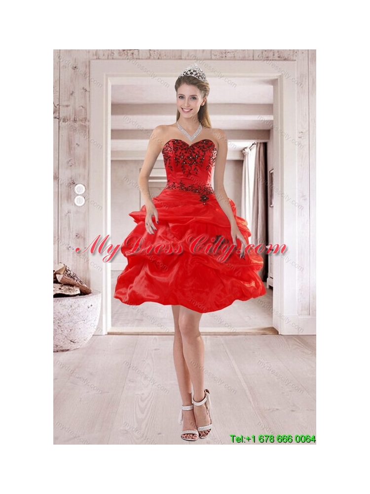 2015 Pretty Sweetheart Prom Dresses with Embroidery and Ruffles