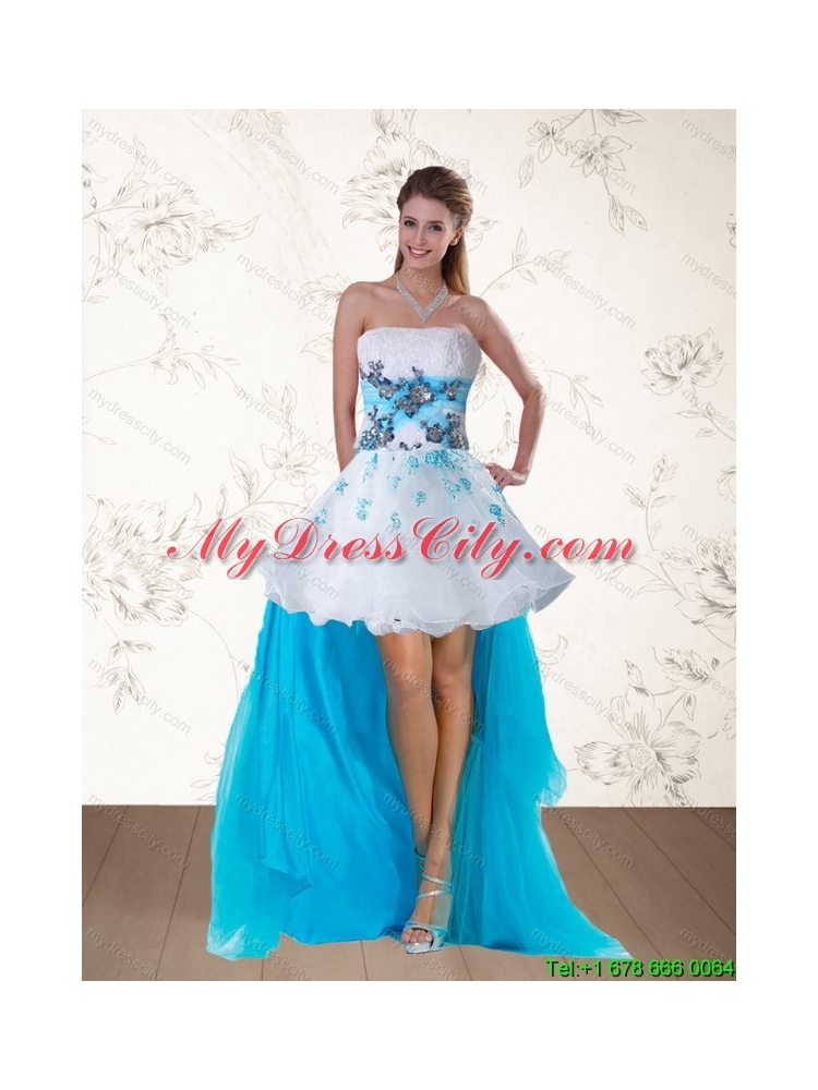2015 Pretty Multi Color Strapless Prom Dresses with Embroidery and Beading