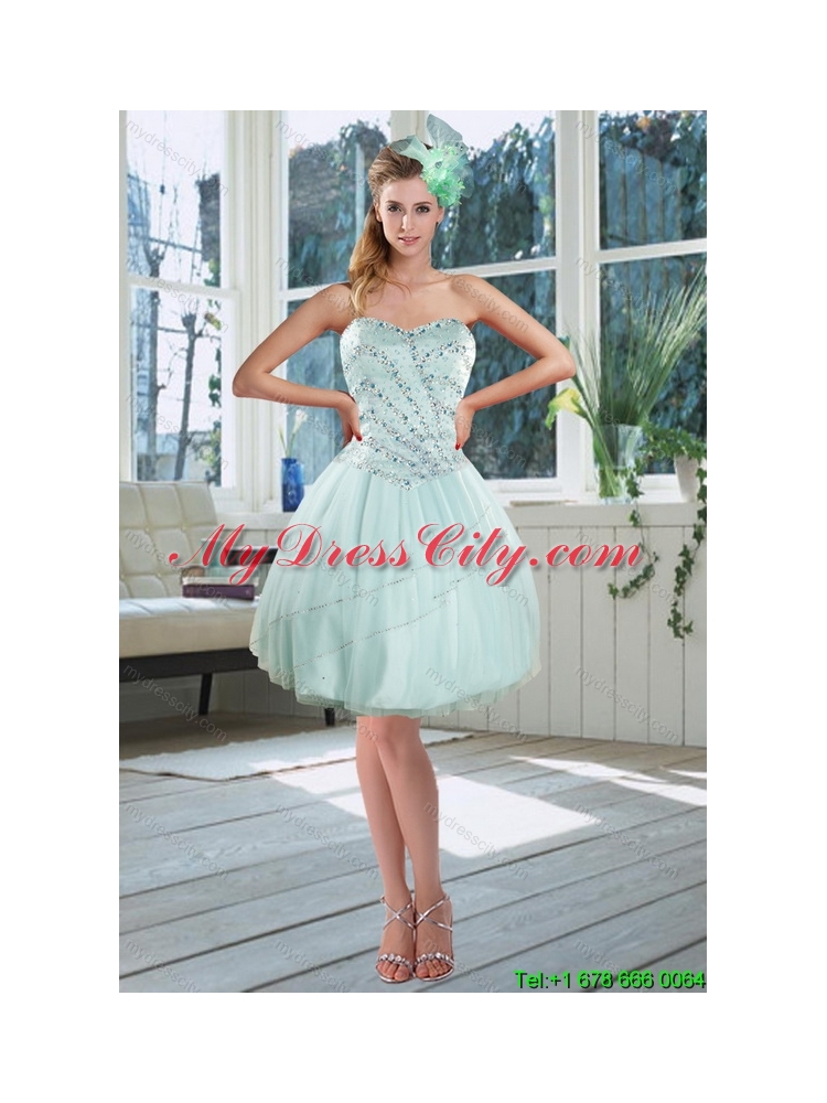 Beautiful Light Blue Sweetheart Short Prom Dresses with Beading