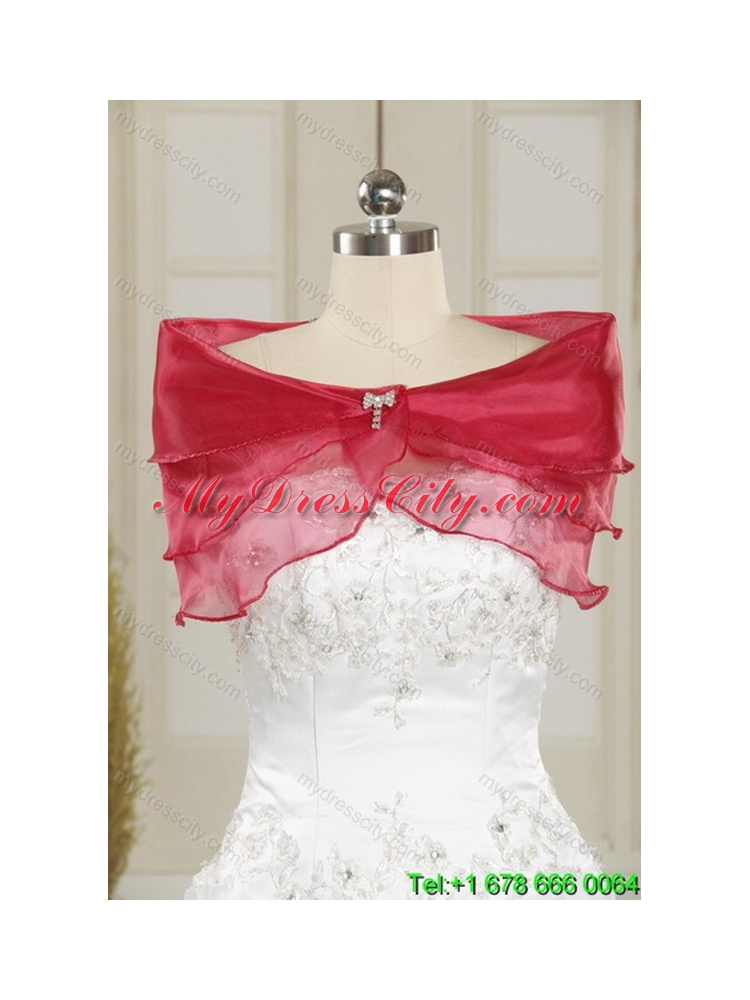 2015 Elegant Red Strapless Quinceanera Dress with Ruffles and Beading