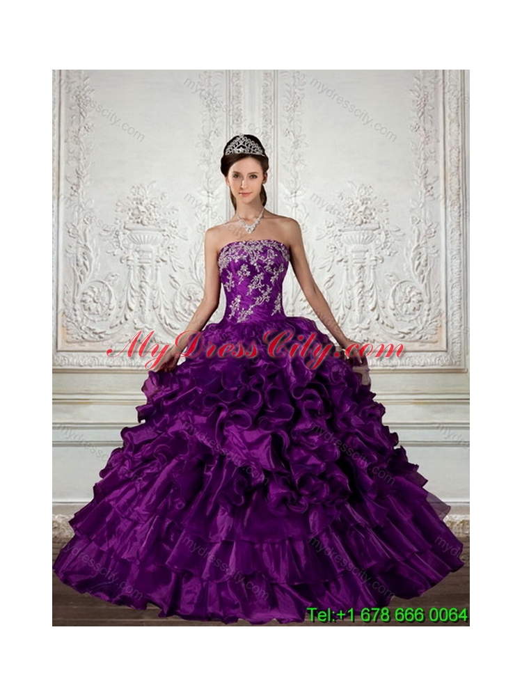 Ball Gown Strapless Best Quinceanera Dress with Embroidery and Ruffles