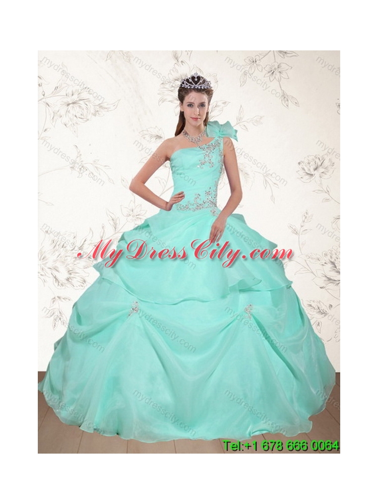 2015 New Arrival Apple Green Classic Quinceanera Dress with Appliques