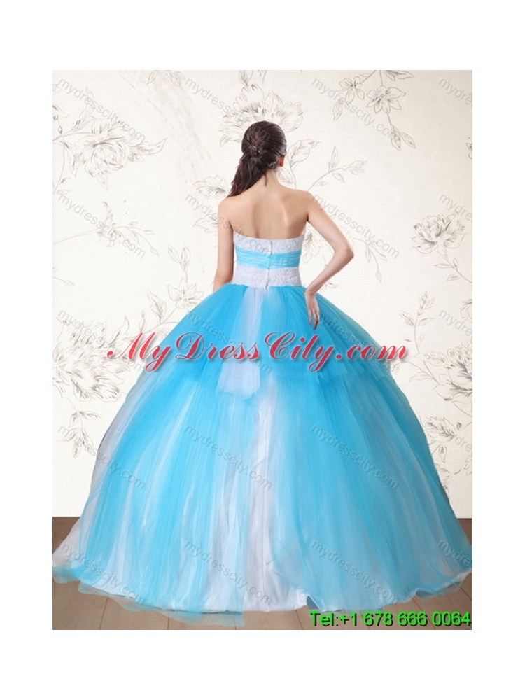 2015 Pretty Multi Color Strapless Classic Quinceanera Dress with Embroidery and Beading