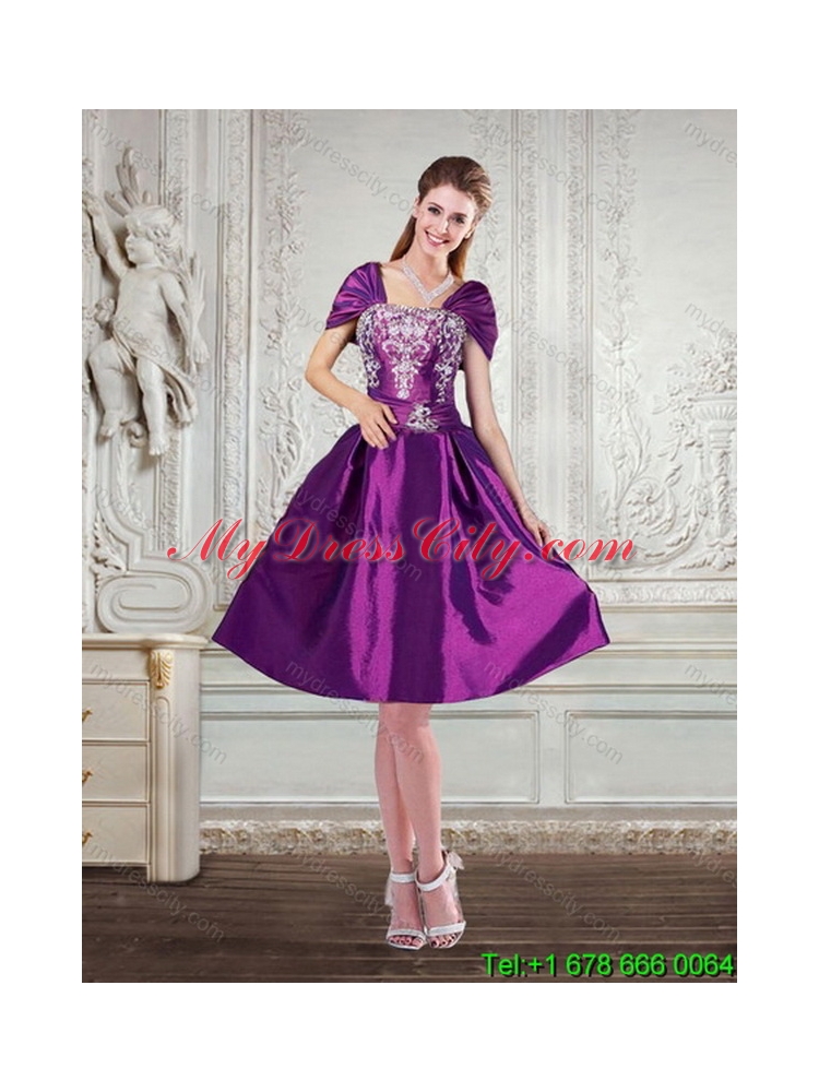 Unique Embroidery Strapless Quinceanera Dress in Purple for 2015