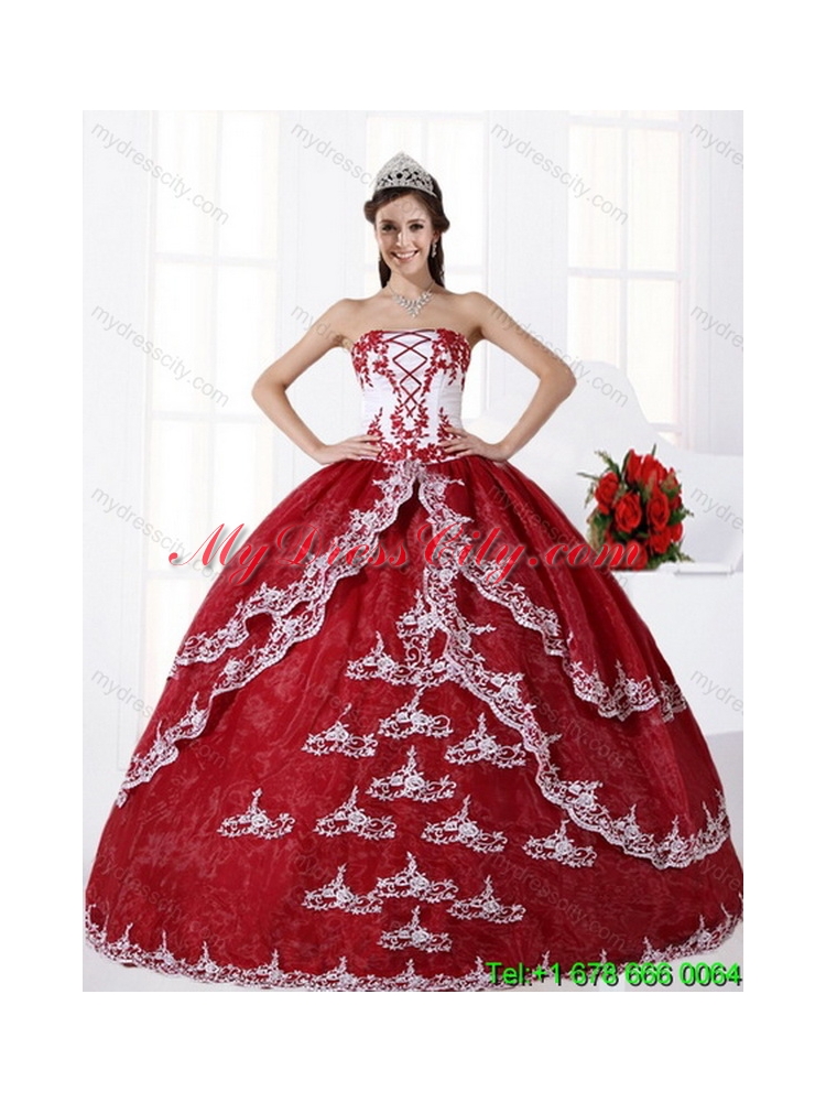 Unique Multi Color Strapless Quinceanera Dress with Embroidery for 2015
