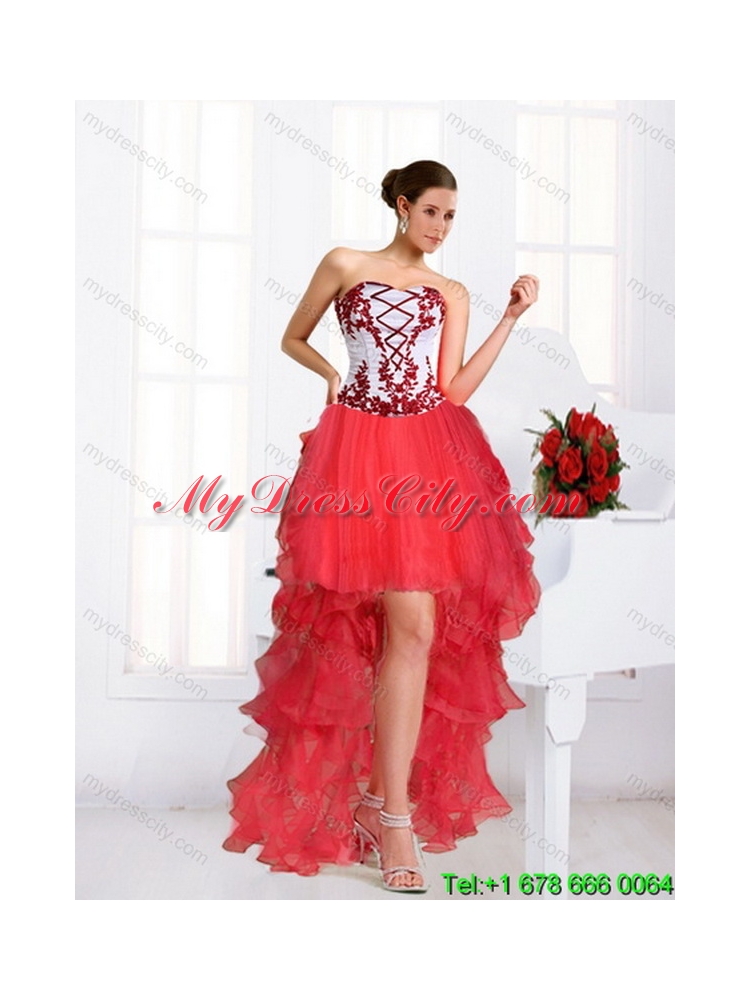 Unique Multi Color Strapless Quinceanera Dress with Embroidery for 2015