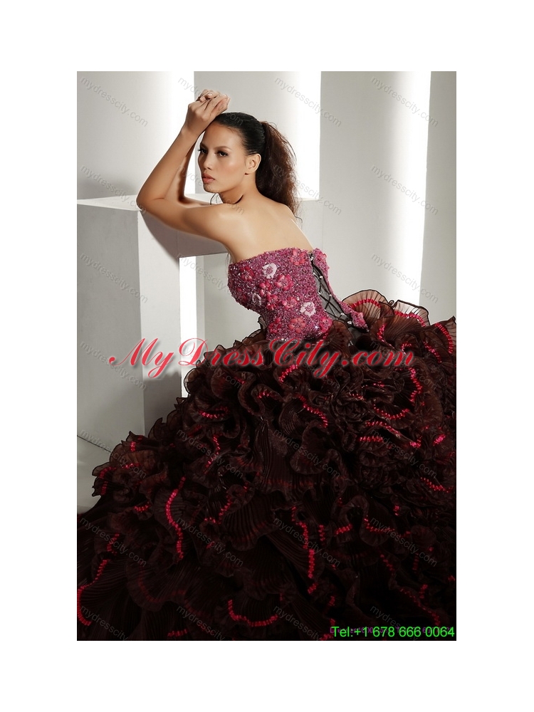 2015 Latest Multi Color Quinceanera Gowns with Ruffles and Appliques