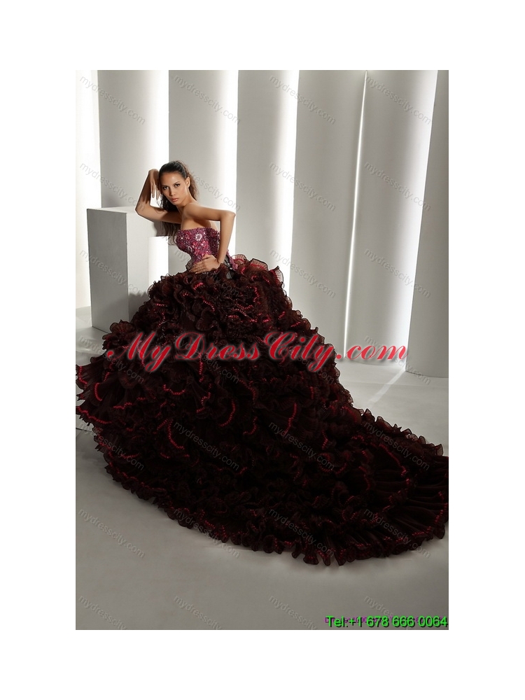 2015 Latest Multi Color Quinceanera Gowns with Ruffles and Appliques