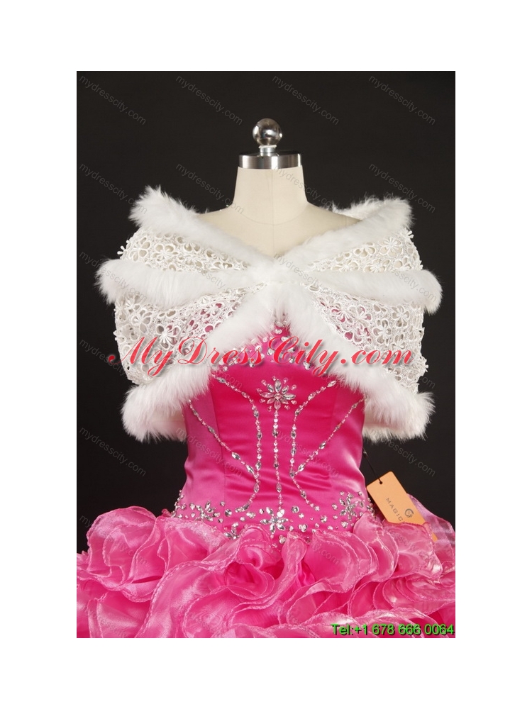 2015 Latest Quinceanera Dresses with Hand Made Flowers and Ruffled Layers
