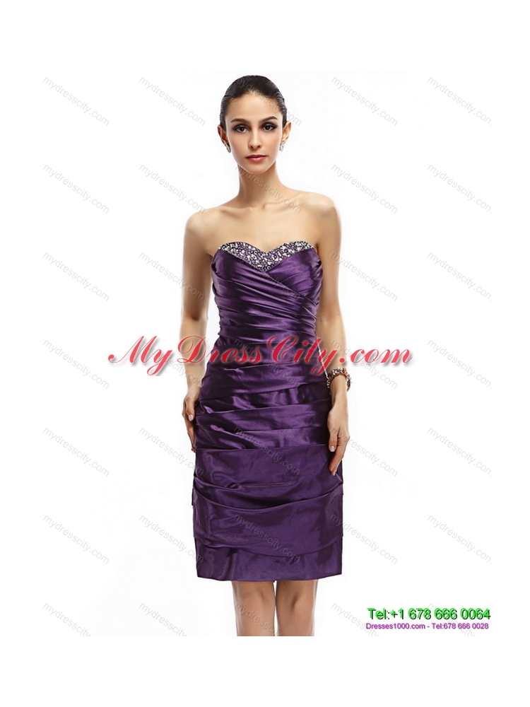 Sweetheart Mini Length Prom Dresses with Ruching and Beading