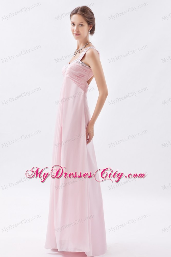 Empire One Shoulder Beading Homecoming Dress in Baby Pink