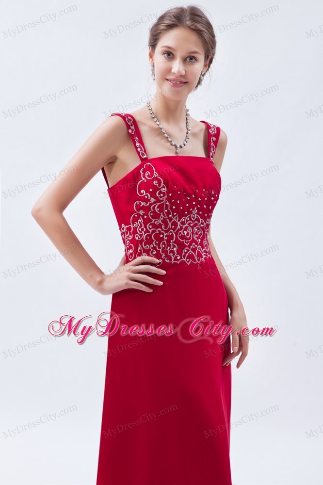 Coral Red Straps Chiffon Homecoming Dress Beading Decorate