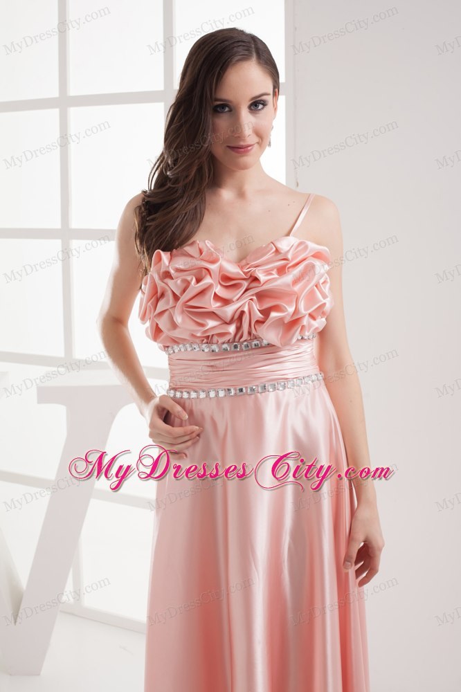 Flowers And Beads Decorate Straps High-low Homecoming Dress