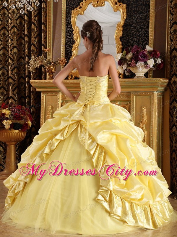Yellow Ball Gown Quinceanera Dress with Beading Corset