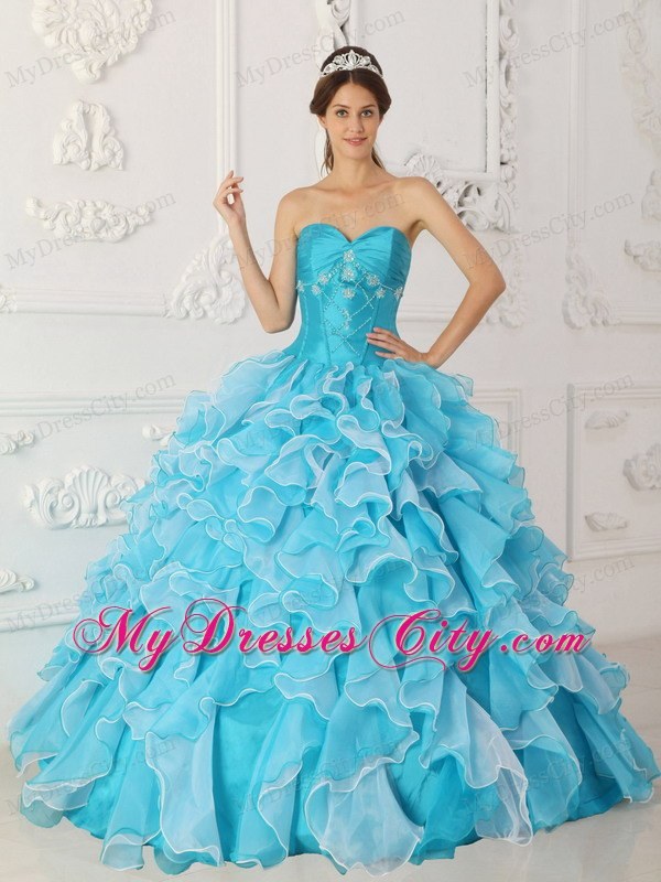 A-Line Sweetheart Beading Quinceanera Dress in Baby Blue - MyDressCity.com