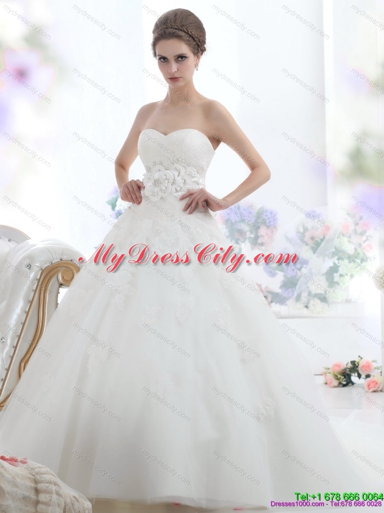 2015 Maternity Sweetheart Wedding Dress with Lace and Hand Made Flowers