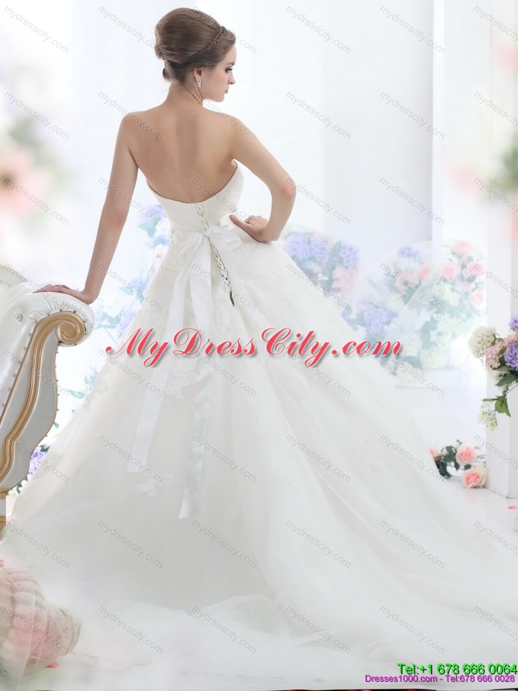 2015 Maternity Sweetheart Wedding Dress with Lace and Hand Made Flowers