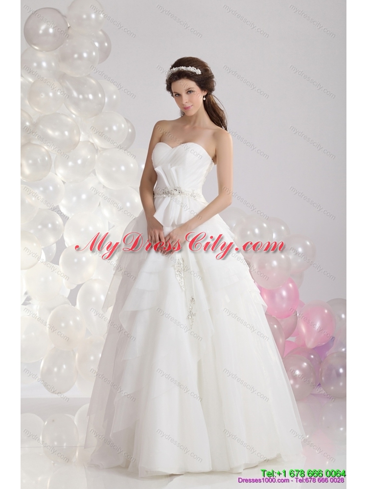 2015 Maternity Sweetheart Wedding Dress with Paillette and Ruching