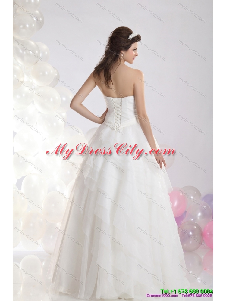 2015 Maternity Sweetheart Wedding Dress with Paillette and Ruching