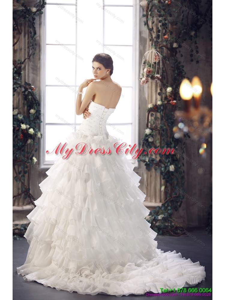 Maternity 2015 Strapless Wedding Dress with Beading and Ruffles