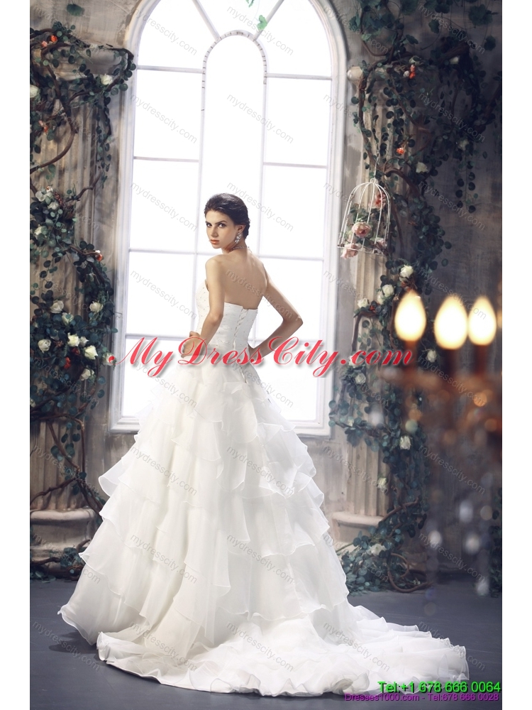 Maternity 2015 Strapless Wedding Dress with Beading and Ruffles