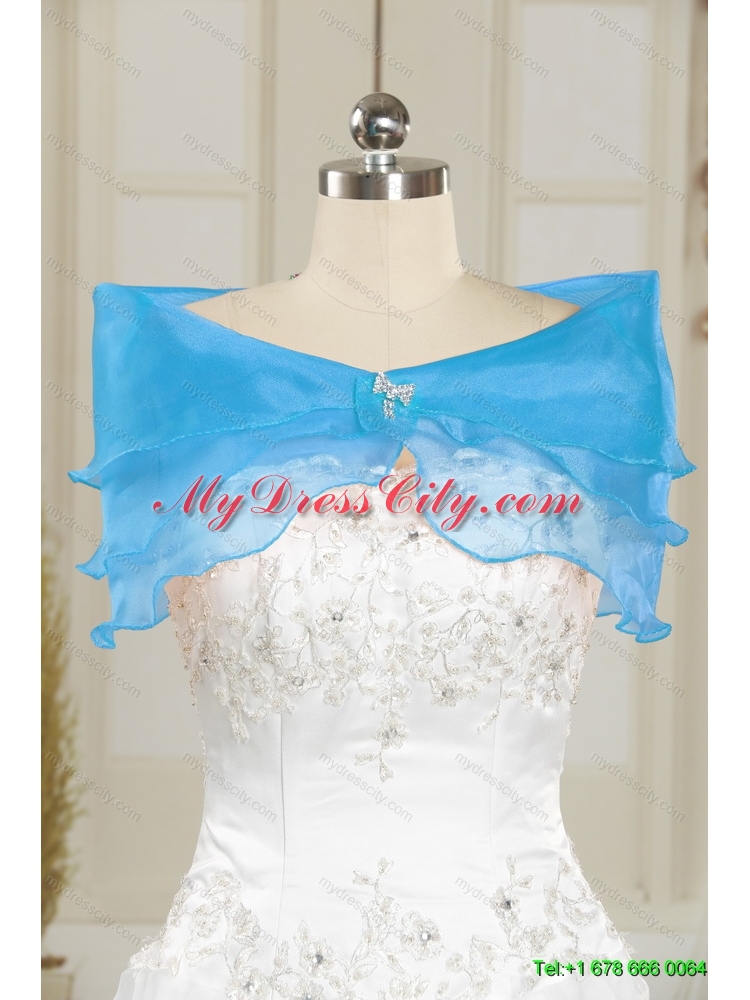 2015 Detachable Aqua Blue Strapless Short Prom Skirts with Beading