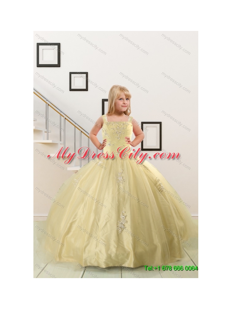 Champagne Ball Gown Quinceanera Dress and Ruching Baby Pink Dama Dresses and Floor Length 2015 Little Girl Dress