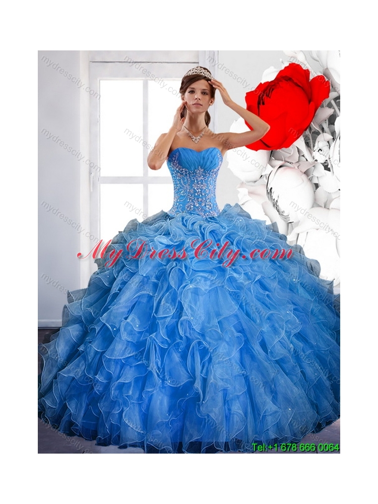 2015 Free and Easy Ball Gown Quinceanera Dress with Ruffles and Appliques