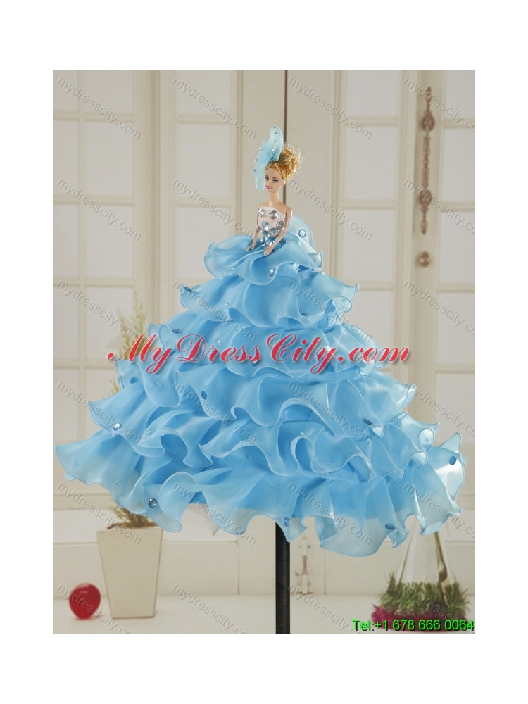 Cheap Appliques and Ruffles Sweetheart Aqua Blue 2015 Quinceanera Dresses