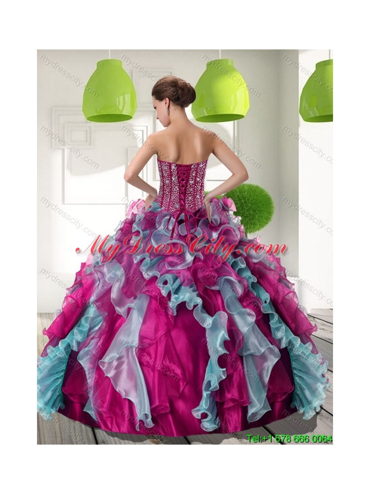 2015 Elegant Sweetheart Quinceanera Dresses with Beading and Ruffles