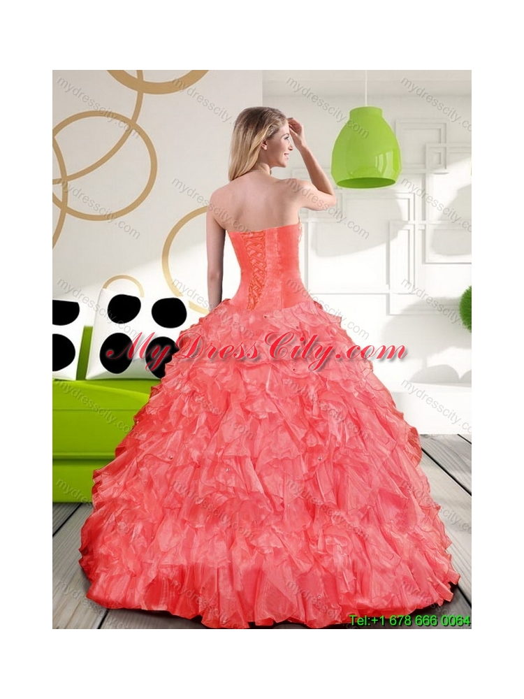 Elegant Sweetheart Beading and Ruffles Quinceanera Dresses for 2015